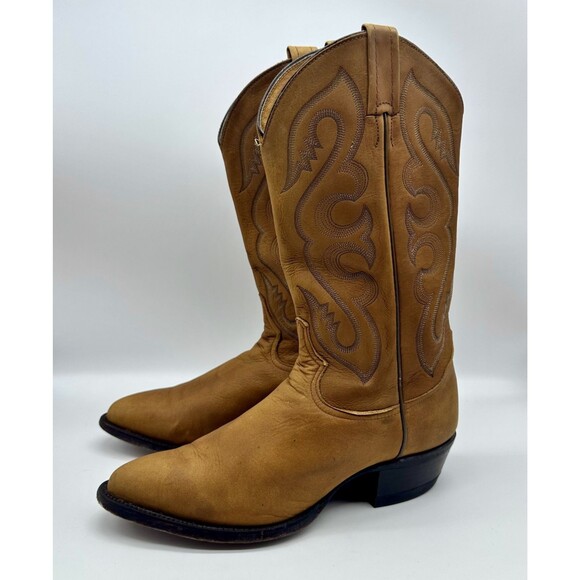 Tony Lama Brown Leather Cowboy Boots - US Size 8 1/2 D (Men) - Picture 1 of 7